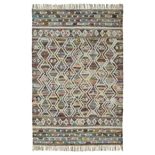 Superior 5 ft.*8 ft. Ivory Geometric Handwoven Cotton Indoor Area Rug