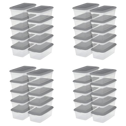 Sterilite 6 Qt. Storage Box Plastic, Titanium, Set of 40