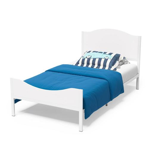Yoneston Twin Metal Platform Bed Frame with Wood Headboard, Single Bed Frames Mattress Foundation for Kids Teens Boys and Girls, No Box Spring Needed, White,