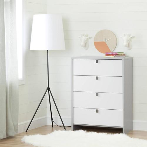South Shore Cookie 4-Drawer Chest, Soft Gray and White