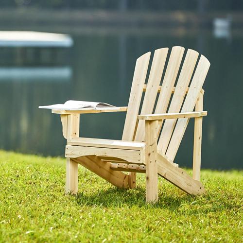 Shine Company Rockport Solid Wood Adirondack Chair, Natural