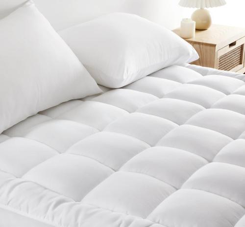 SONIVE Quilted Mattress Pad Soft Fluffy Pillow Top Mattress Cover Down Alternative Fill Topper Streches up to 21 Inches Deep Pocket (White, Full)