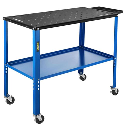 VEVORbrand Adjustable Welding Table Steel Work Table 18 x 36 Workbench w/ Wheels