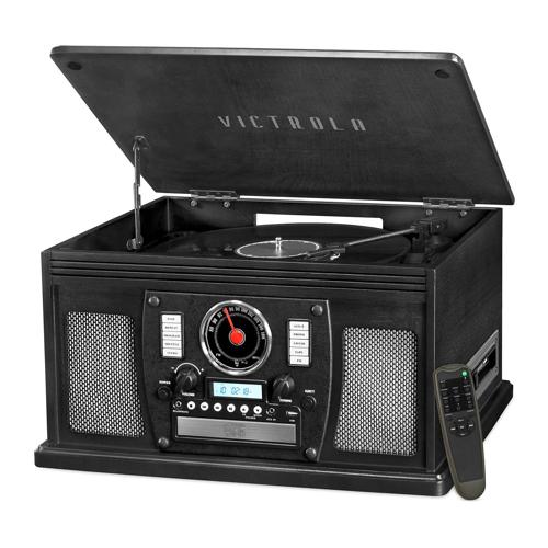 Victrola Navigator 8-in-1 Classic Bluetooth Record Player with USB Encoding and 3-speed Turntable (Black)