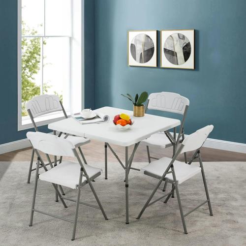 Yoleny Plastic 5 Piece Folding Game Room Card Table and Chair Set, Suitable for Camping, Picnic, Party