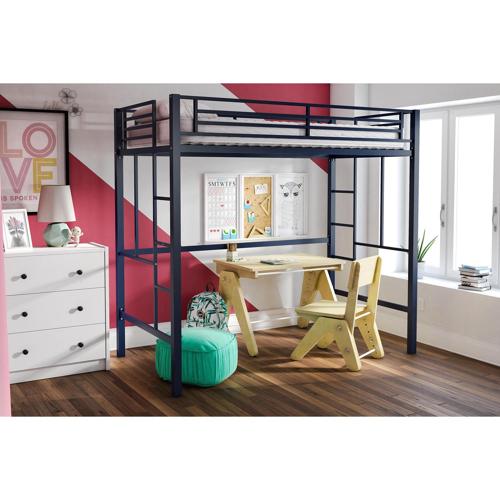 Your Zone Metal Loft Bed, Twin Size, Navy