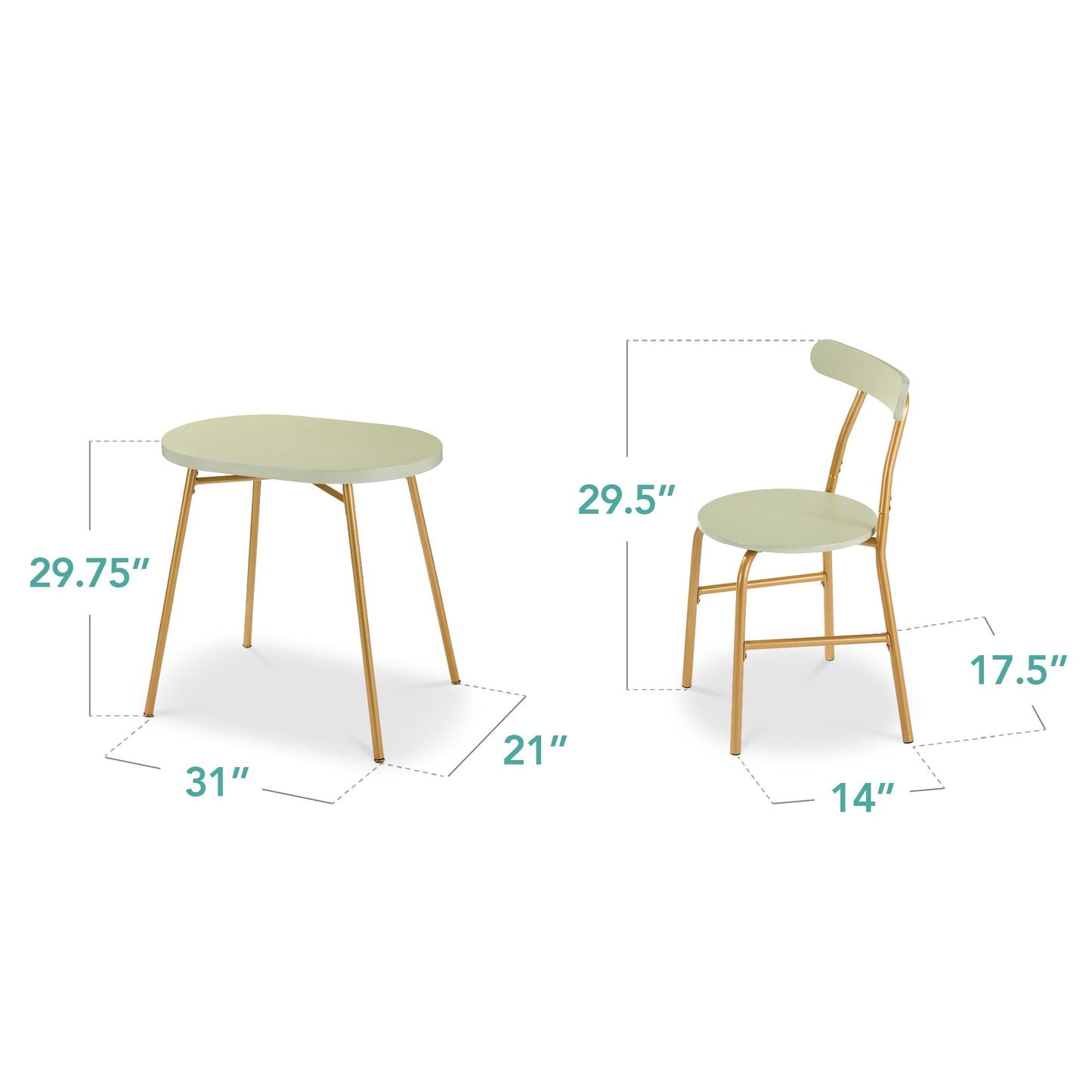 3-Piece Oval Dining Table Set, Small Kitchen Set w/ 2 Chairs