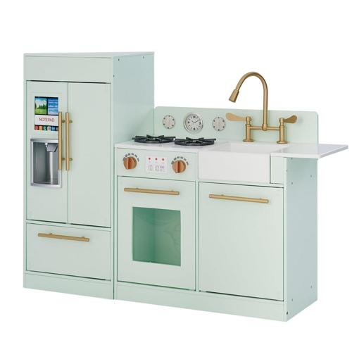 Teamson Kids Little Chef Chelsea Modern Play Kitchen with refrigerator set - Mint