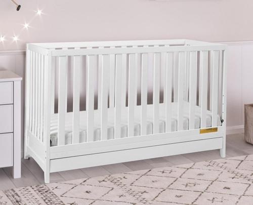 AFG Baby Furniture Mila 3-in-1 Convertible Crib with Drawer, White