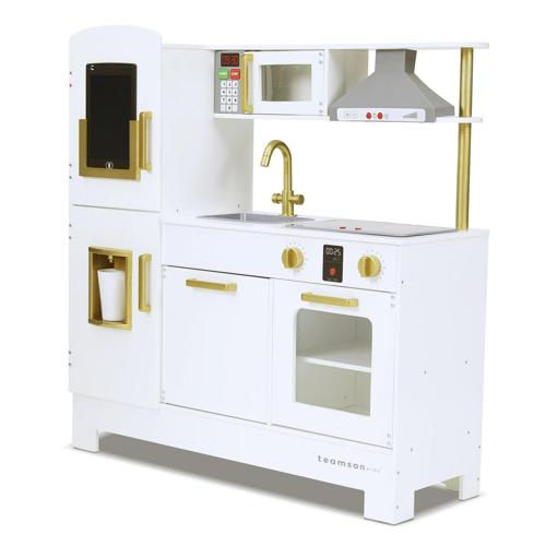 Teamson Kids All-in-One Munich Play Kitchen with Light and Sound Effects, White