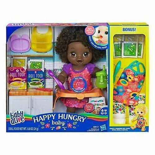 Baby Alive Happy Hungry Baby Black Curly Hair, Bonus Pack