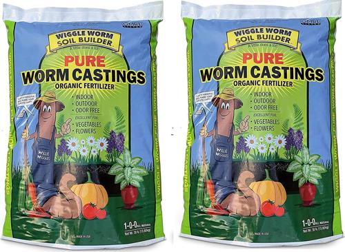 Worm Castings Organic Fertilizer, Wiggle Worm Soil Builder, 30-pounds(2-Pack)