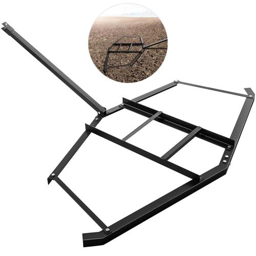 VEVORbrand Drag Harrow 66*35 , Driveway Tractor Harrow with 2 Adjustable Bars, Heavy Duty Steel, Driveway Grader for ATV, UTV, Garden Lawn Tractors