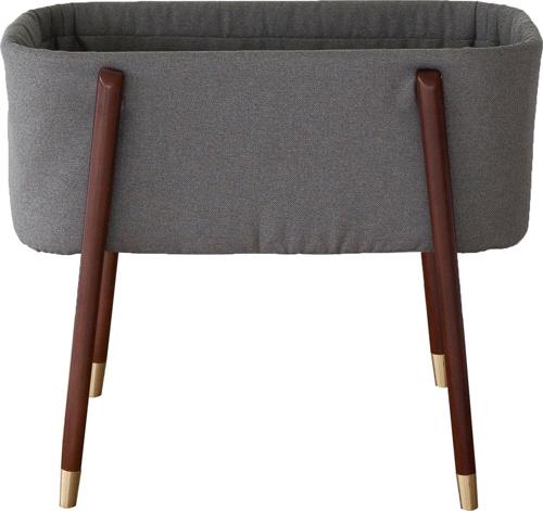 TruBliss Sova Modern Bassinet Crib Sleeper with Walnut Legs, London Gray