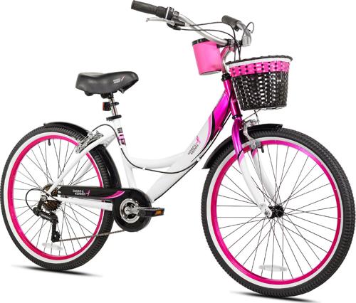 Susan G. Komen 24 In. Multi-Speed Cruiser Girl's Bike, Pink, White and Black