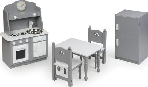 Badger Basket Kitchen Furniture Set for 18 inch Dolls - Gray/White