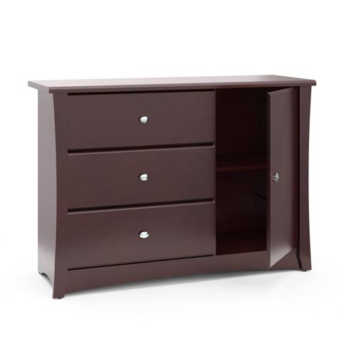 Storkcraft Crescent 3 Drawer Modern Combo Dresser Espresso