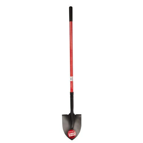 Workforce Tools Round Point Shovel - Sturdy 48a Fiberglass Handle - Heavy Duty 16 Gauge Steel Head