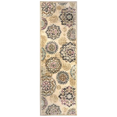Superior Ceyone Floral Indoor Runner Rug, Ivory, 2'7*8'