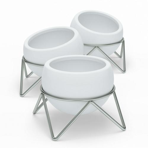 Umbra 6*6*5 Round White Ceramic Plant Planter (3 Pack)