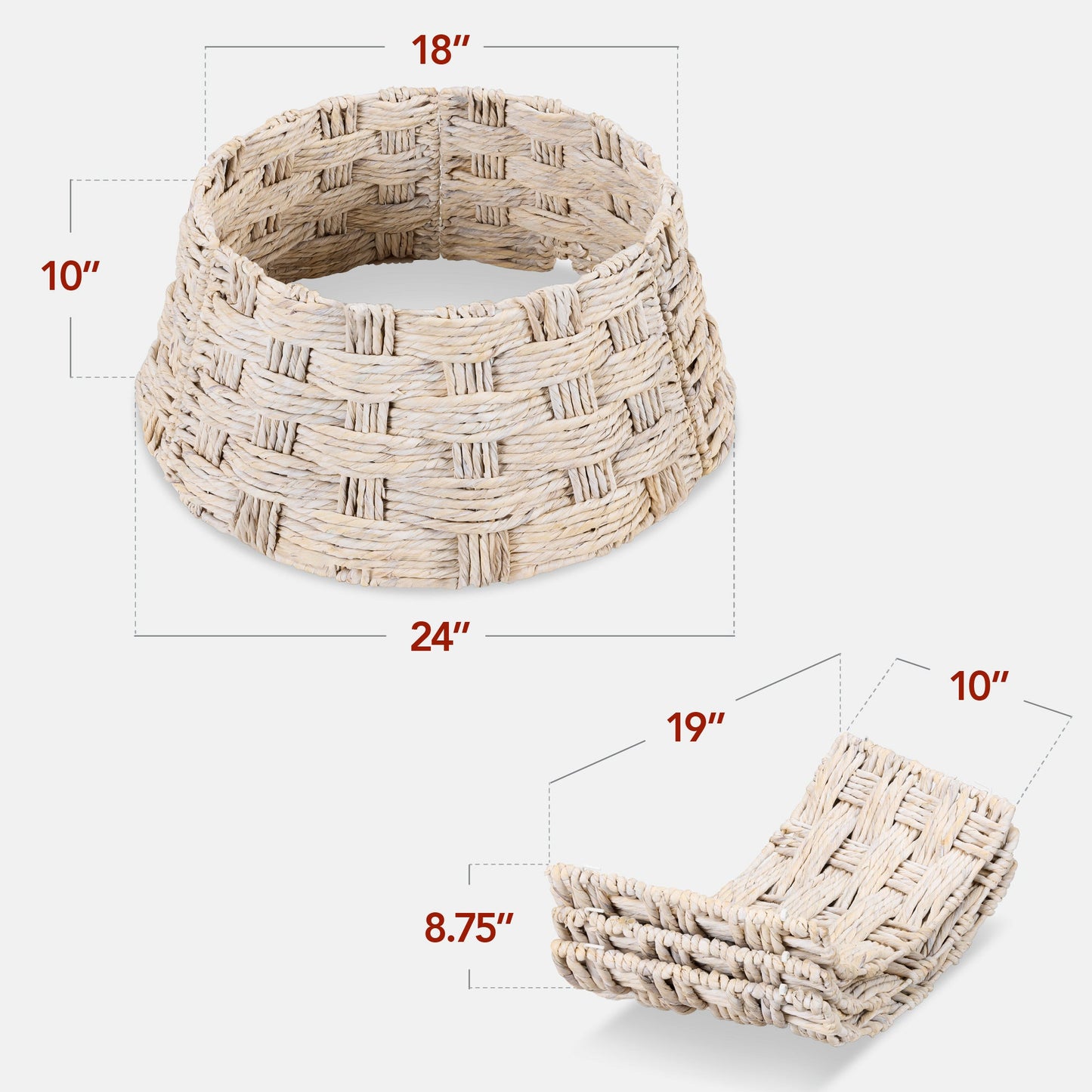 Basket Woven Hyacinth Christmas Holiday Tree Collar - 24in