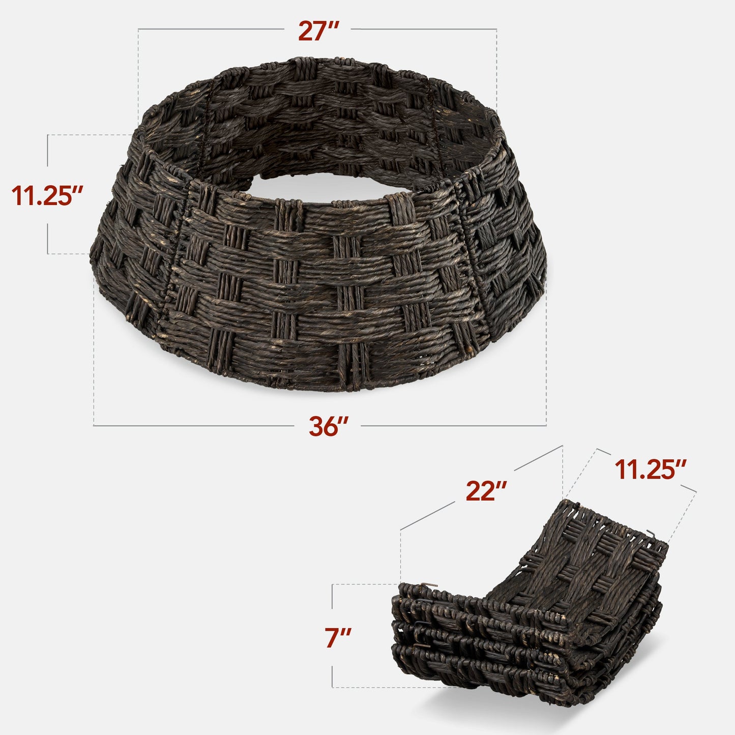 Basket Woven Hyacinth Christmas Holiday Tree Collar - 36in