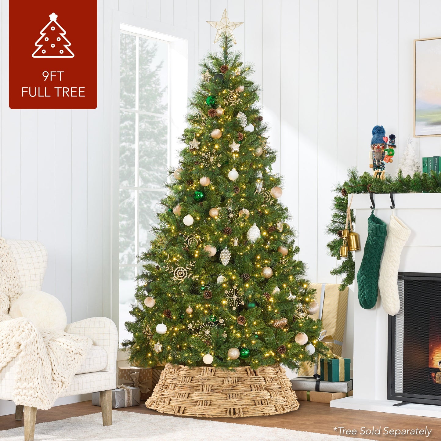 Basket Woven Hyacinth Christmas Holiday Tree Collar - 42in