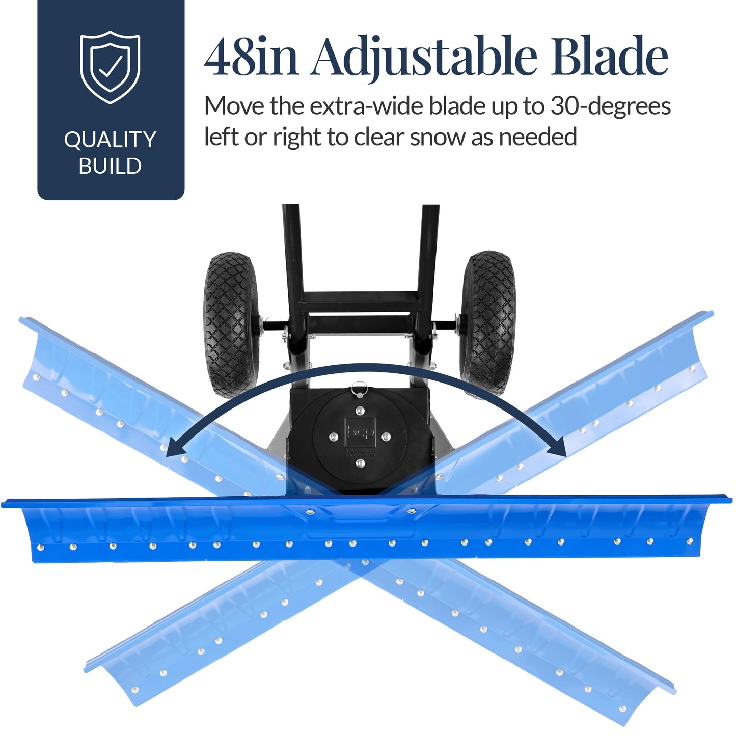 2-Wheel Snow Pusher w/ Adjustable Handle, Reflective Tape - 48in