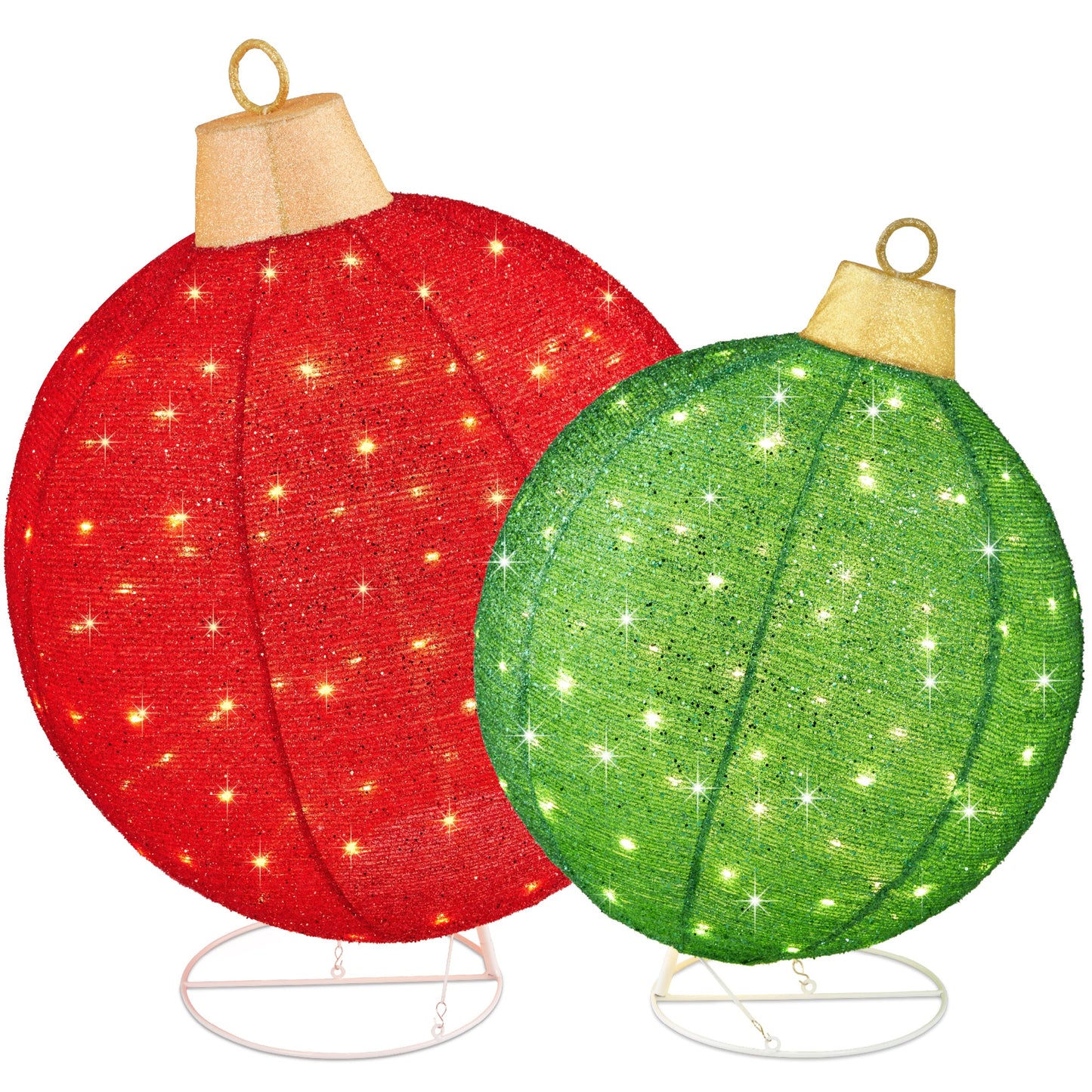 2pc Lighted Pop-Up Christmas Ornaments Decoration w/ 220 LED Lights, Stand