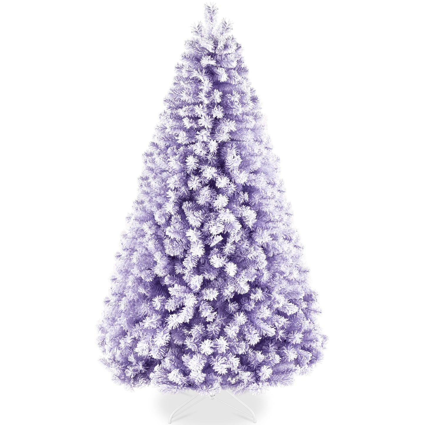Snow Flocked Colorful Artificial Pine Christmas Tree w/ Foldable Metal Base