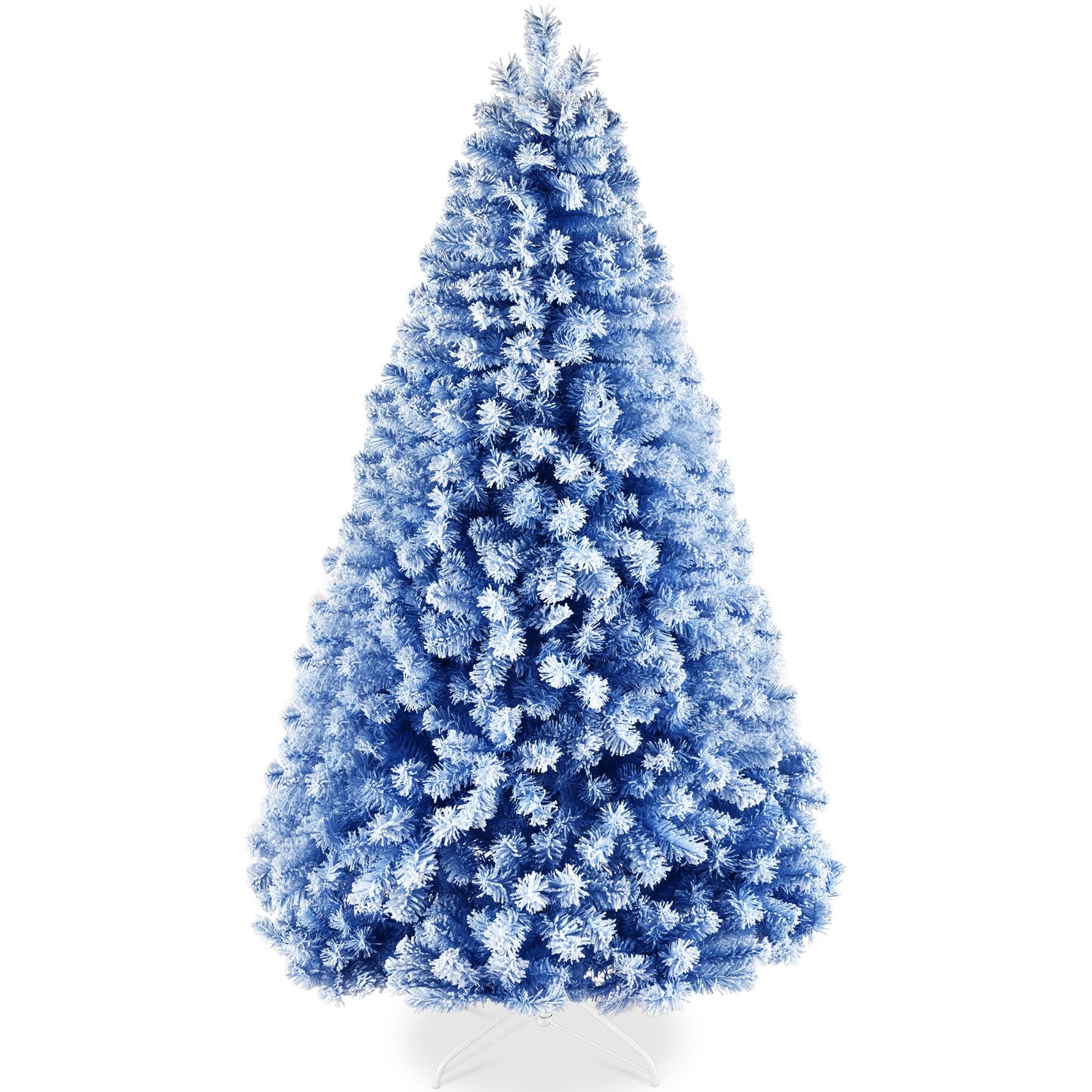 Snow Flocked Colorful Artificial Pine Christmas Tree w/ Foldable Metal Base