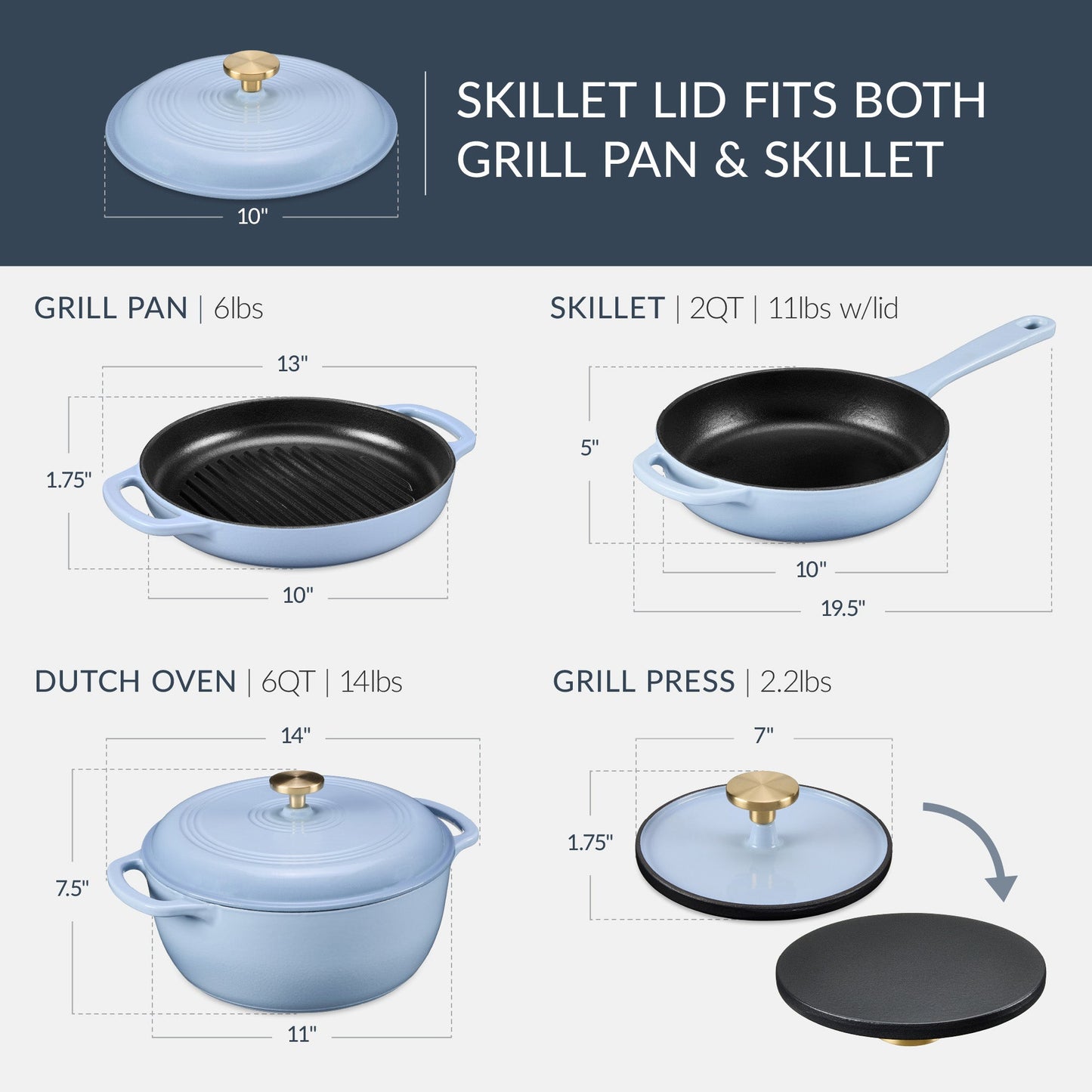 6-Piece Enameled Cast Iron Cookware Set