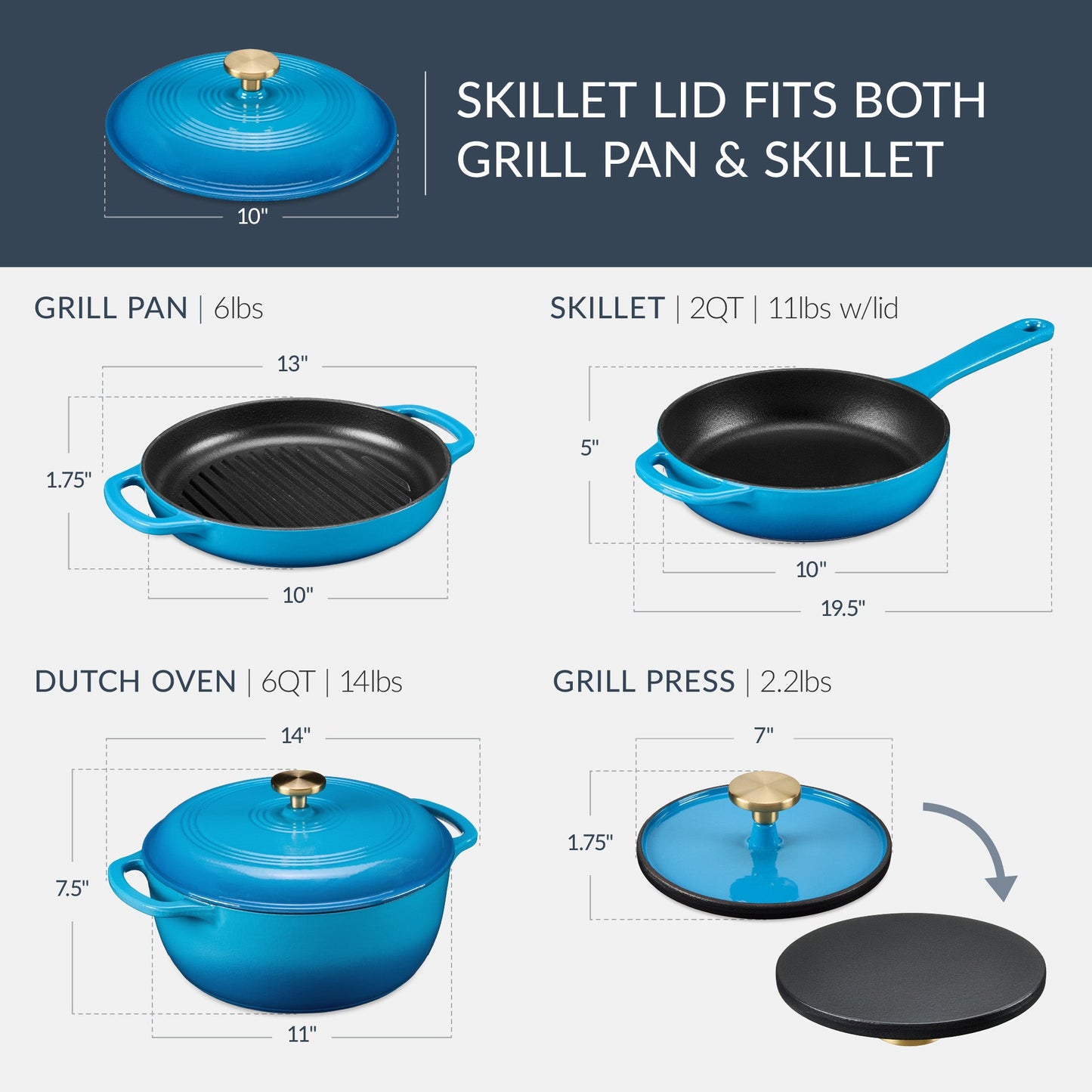 6-Piece Enameled Cast Iron Cookware Set