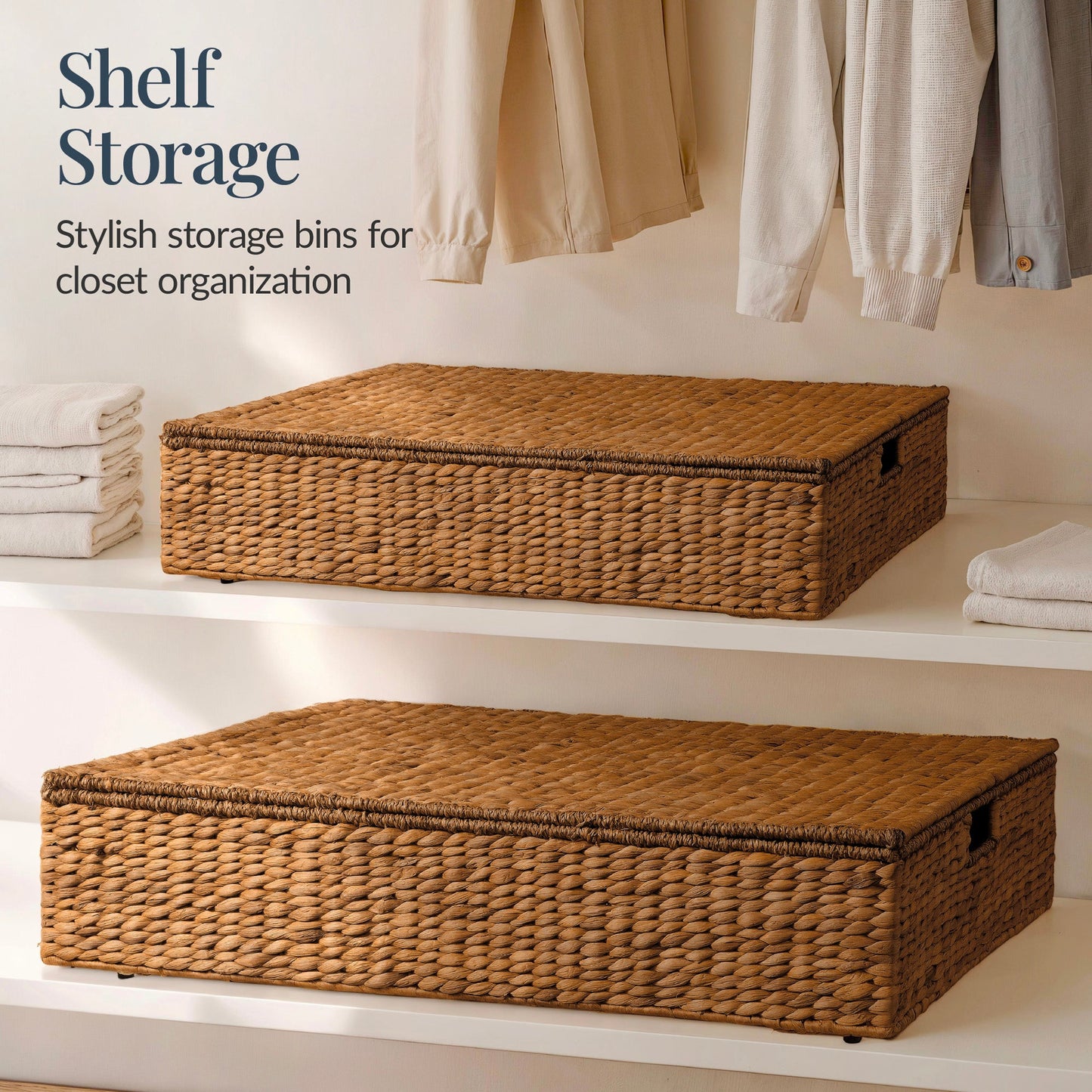 2 PC Water Hyacinth Nesting Underbed Storage Baskets