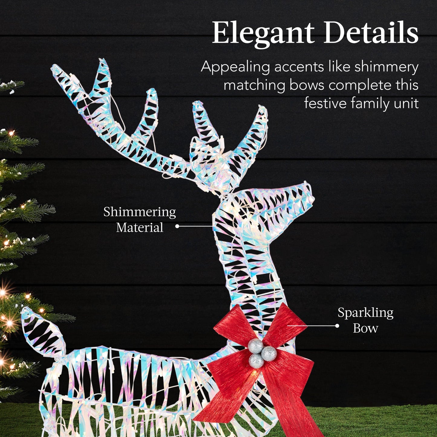 3-Piece Lighted Christmas Deer Set Outdoor Decor with 175 LED Lights