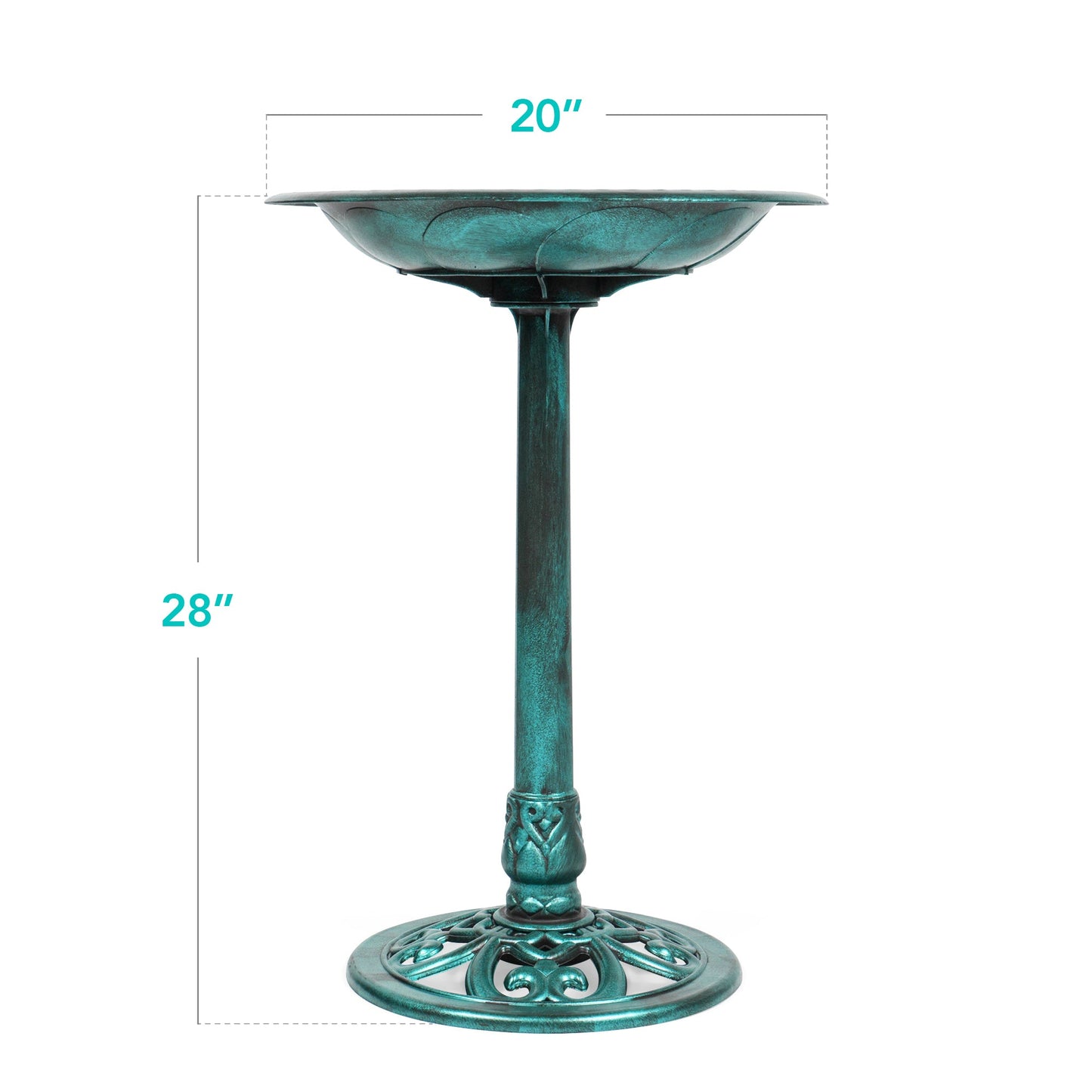 Vintage Outdoor Garden Bird Bath w/ Fleur-de-Lis Accents