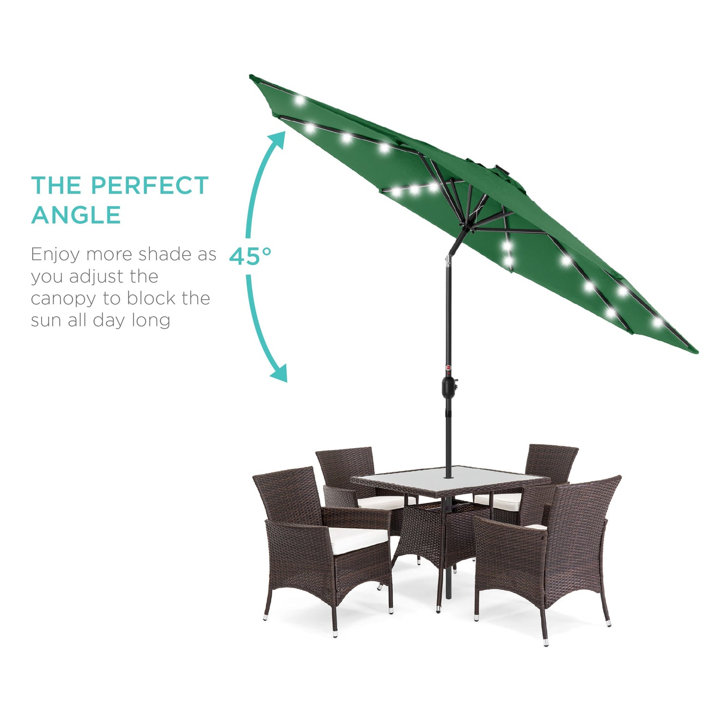 Solar LED Lighted Patio Umbrella w/ Tilt Adjustment, UV-Resistant - 10ft