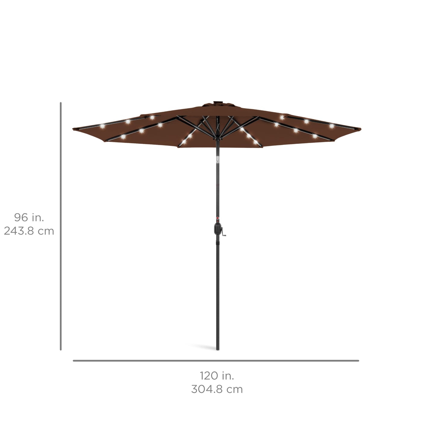 Solar LED Lighted Patio Umbrella w/ Tilt Adjustment, UV-Resistant - 10ft