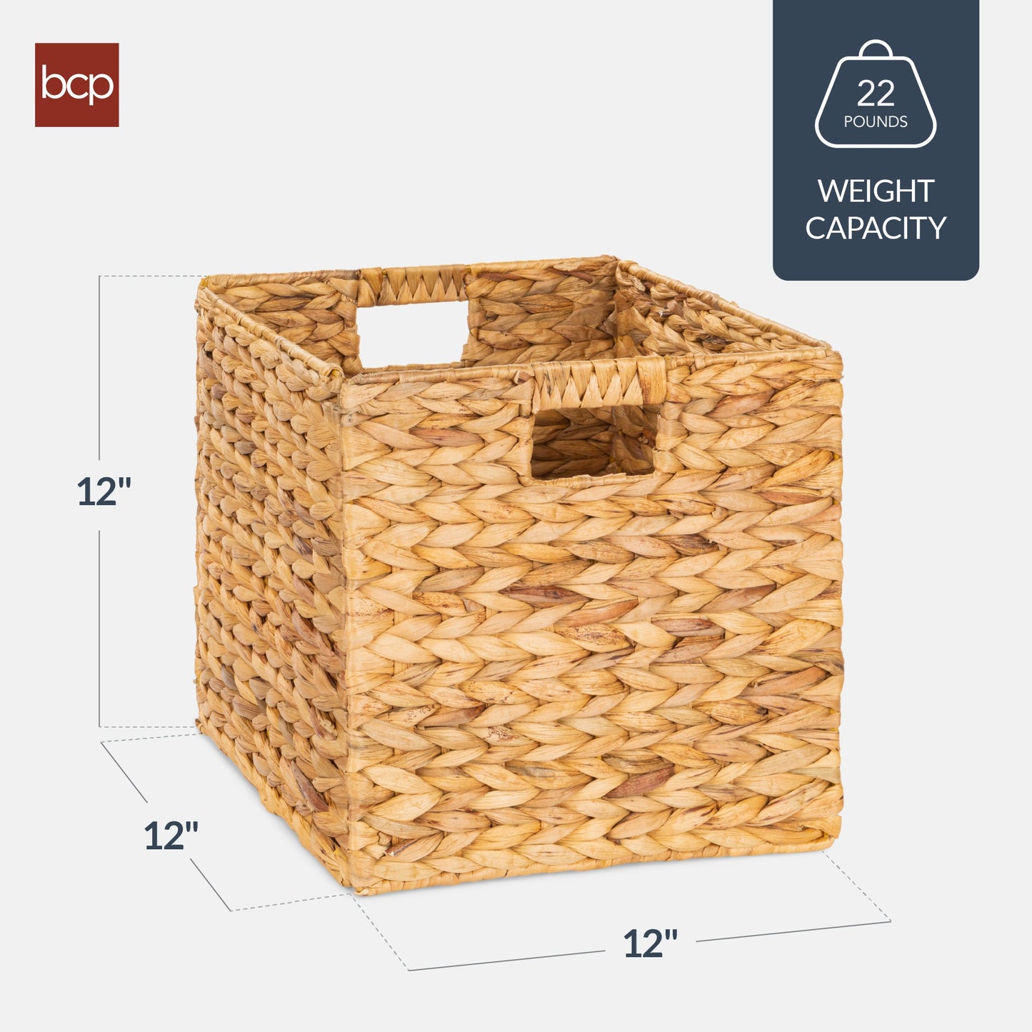 Set of 5 Collapsible Hyacinth Storage Baskets w/ Inserts - 12x12in