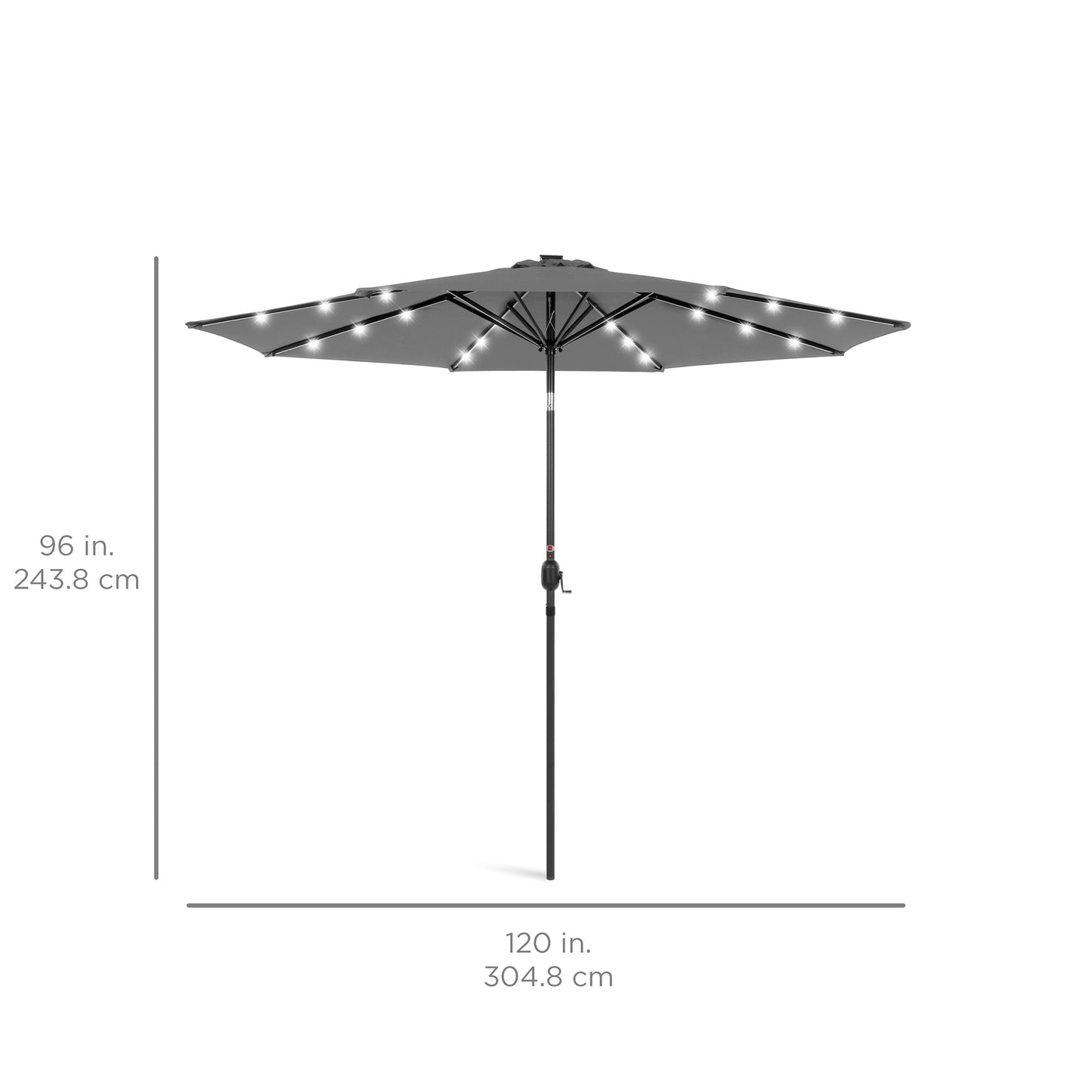 Solar LED Lighted Patio Umbrella w/ Tilt Adjustment, UV-Resistant - 10ft