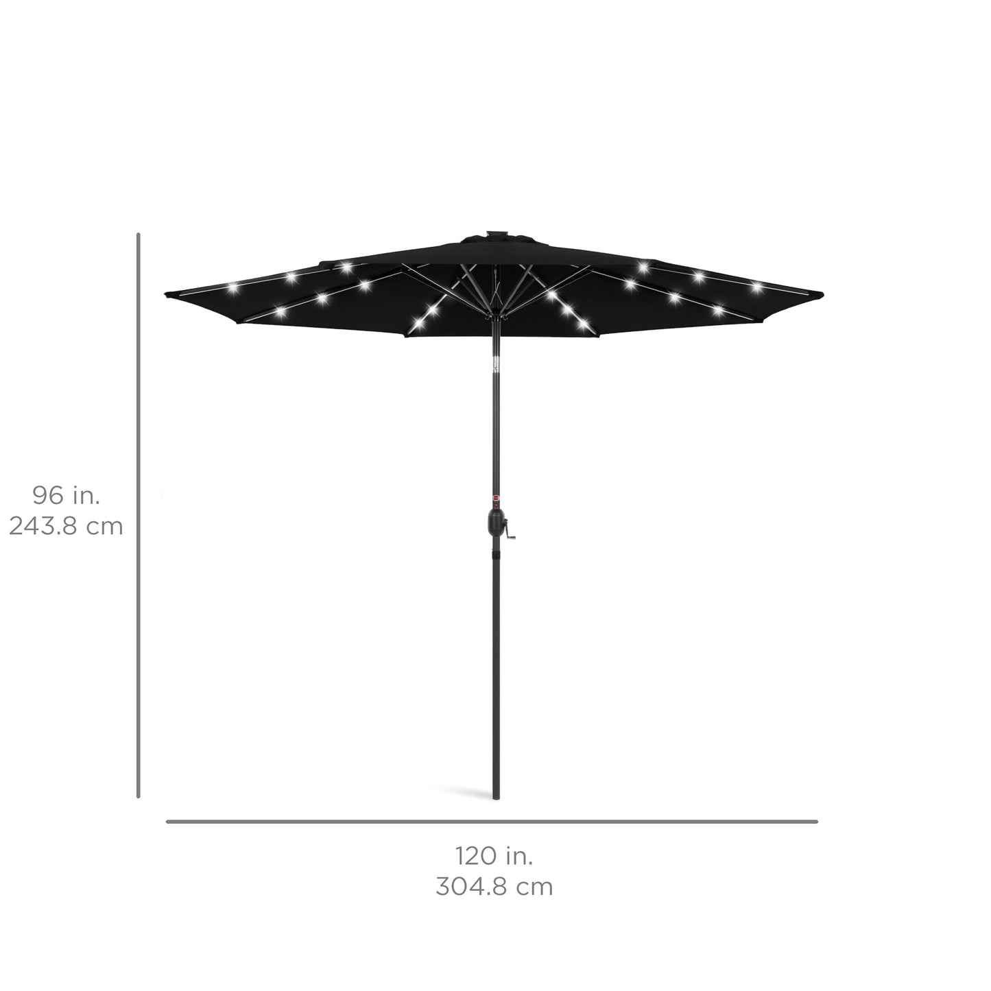 Solar LED Lighted Patio Umbrella w/ Tilt Adjustment, UV-Resistant - 10ft