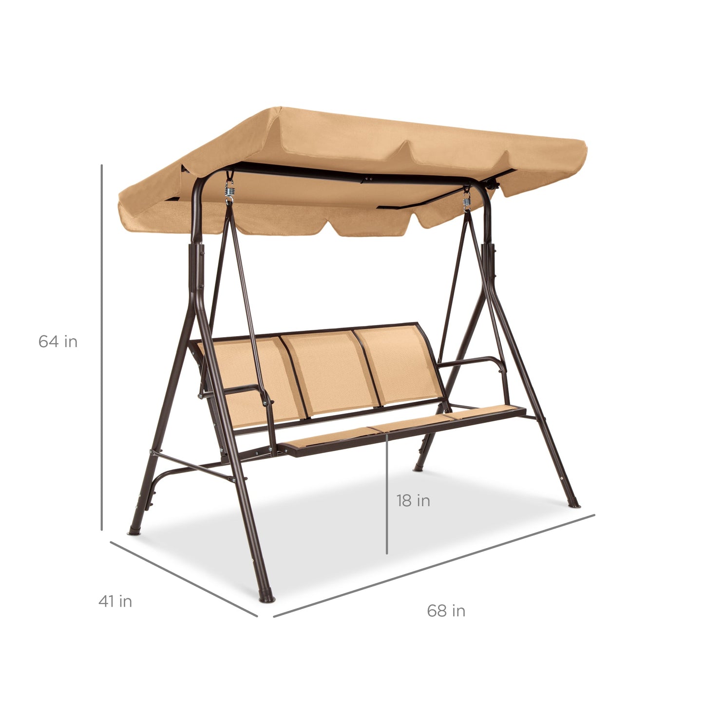 2-Seater Outdoor Canopy Swing Glider Bench w/ Textilene Fabric, Steel Frame