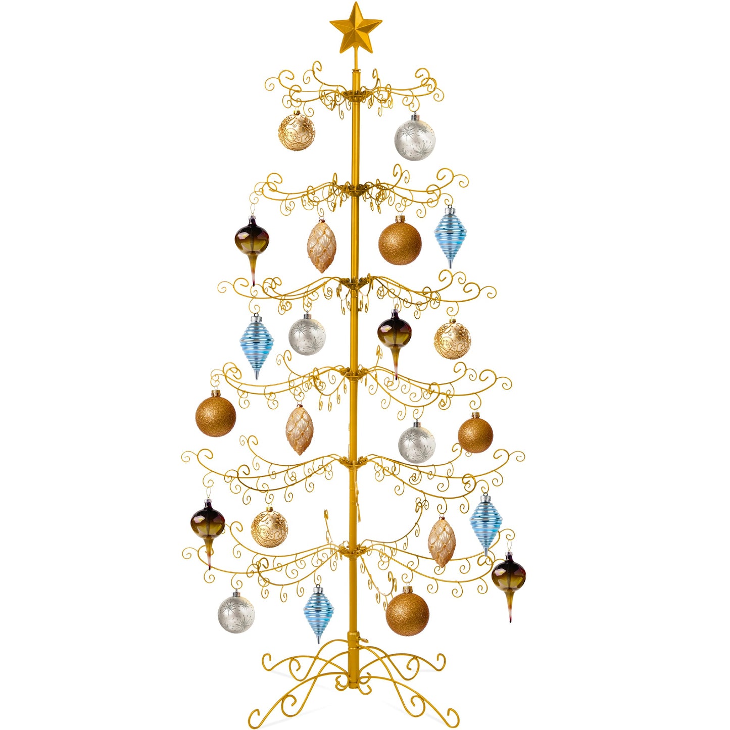 Wrought Iron Christmas Tree Ornament Display w/ Easy Assembly, Stand - 6ft