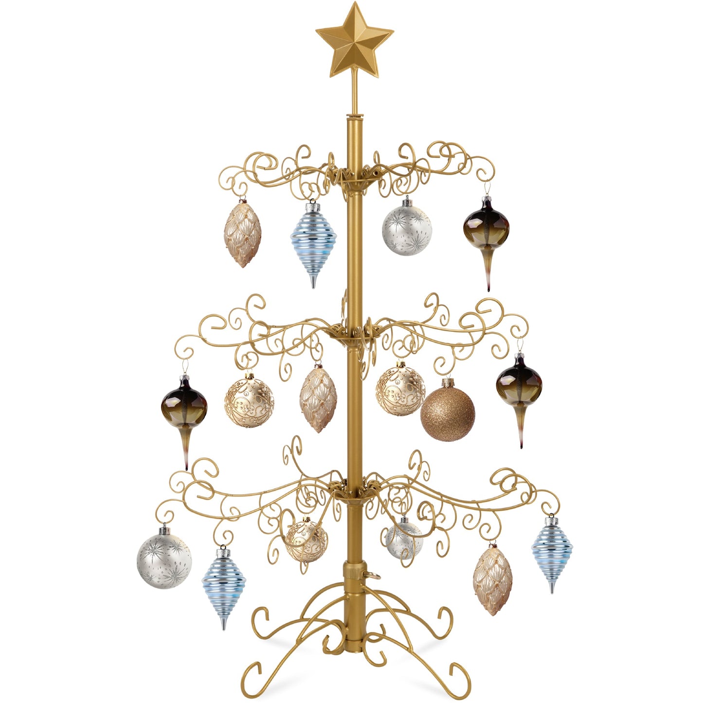 Wrought Iron Christmas Tree Ornament Display w/ Easy Assembly, Stand - 3ft
