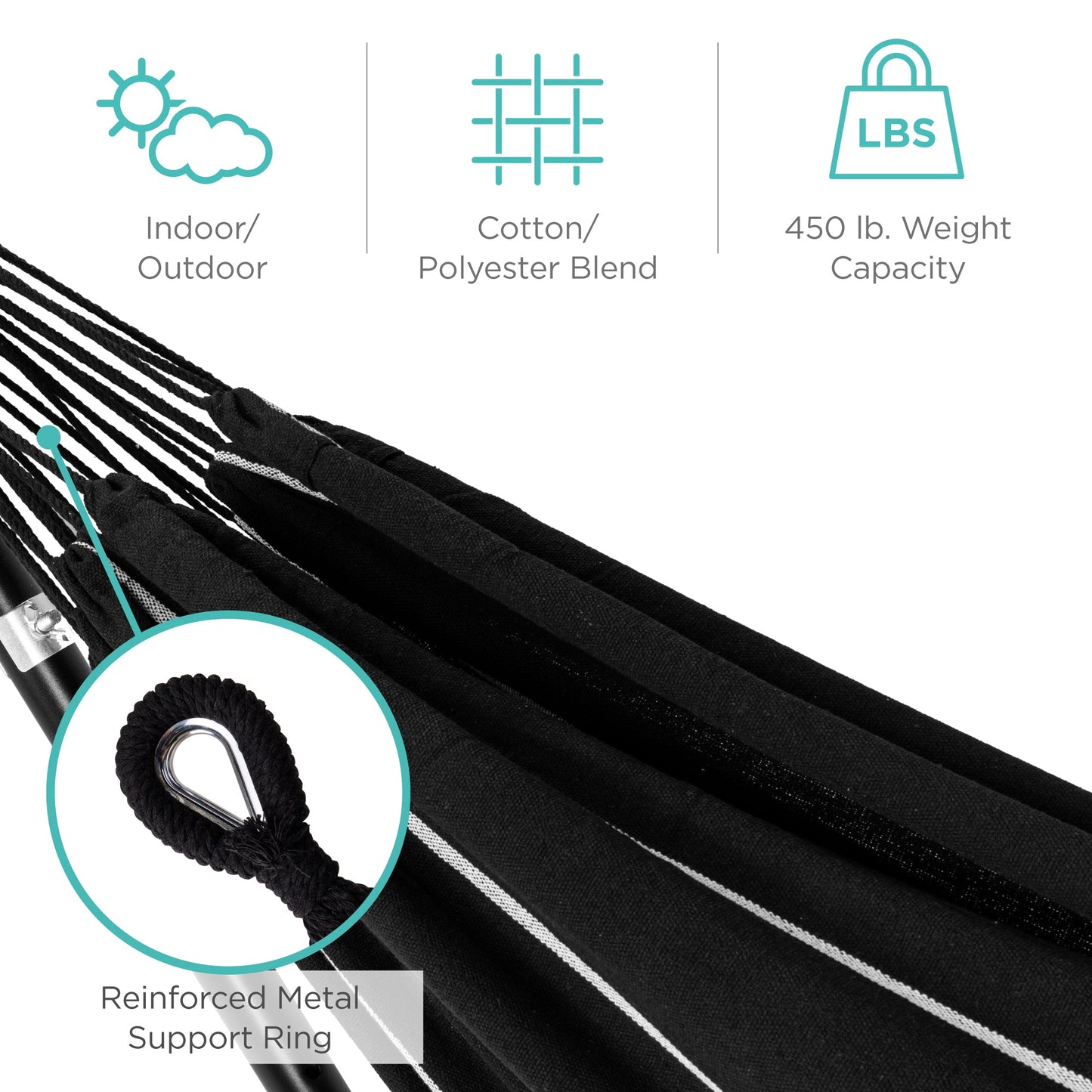 2-Person Brazilian-Style Double Hammock w/ Carrying Bag and Steel Stand