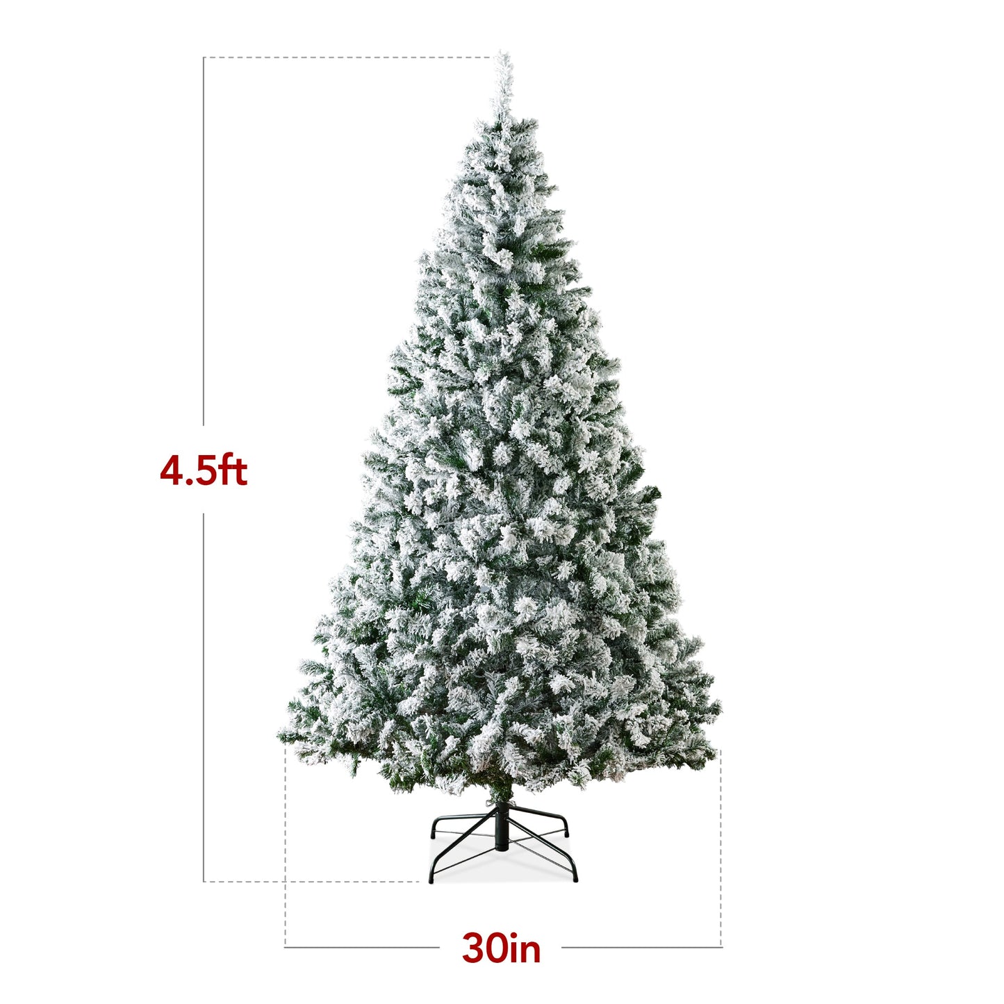 Snow Flocked Artificial Pine Christmas Tree w/ Foldable Metal Base