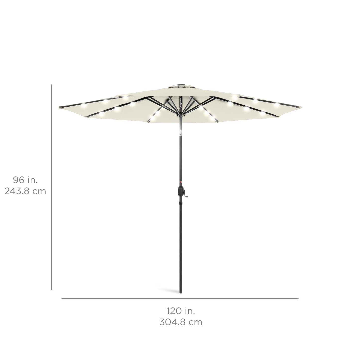 Solar LED Lighted Patio Umbrella w/ Tilt Adjustment, UV-Resistant - 10ft
