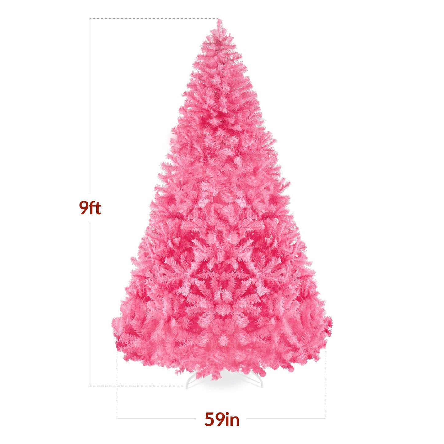 Artificial Pink Christmas Tree, Unlit Pine Design w/Easy Assembly