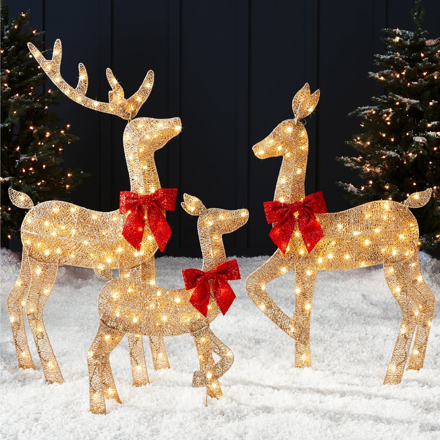 3-Piece Lighted Christmas Deer Set Outdoor Decor with 175 LED Lights