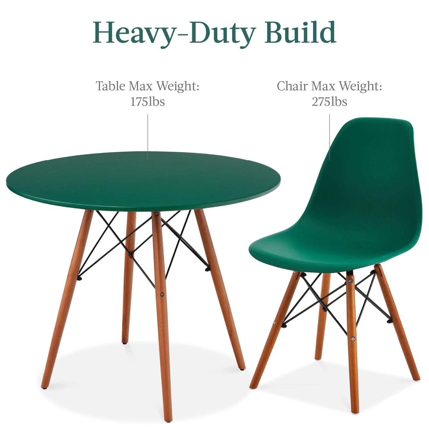 5-Piece Mid-Century Modern Dining Set w/ 4 Chairs, Wooden Legs, Metal Frame